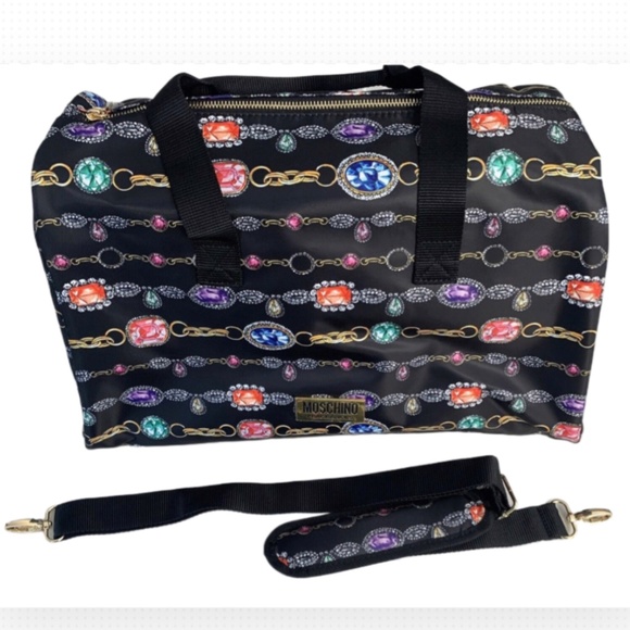 Moschino Black Multicolor Chain Print Bag - Picture 2 of 9